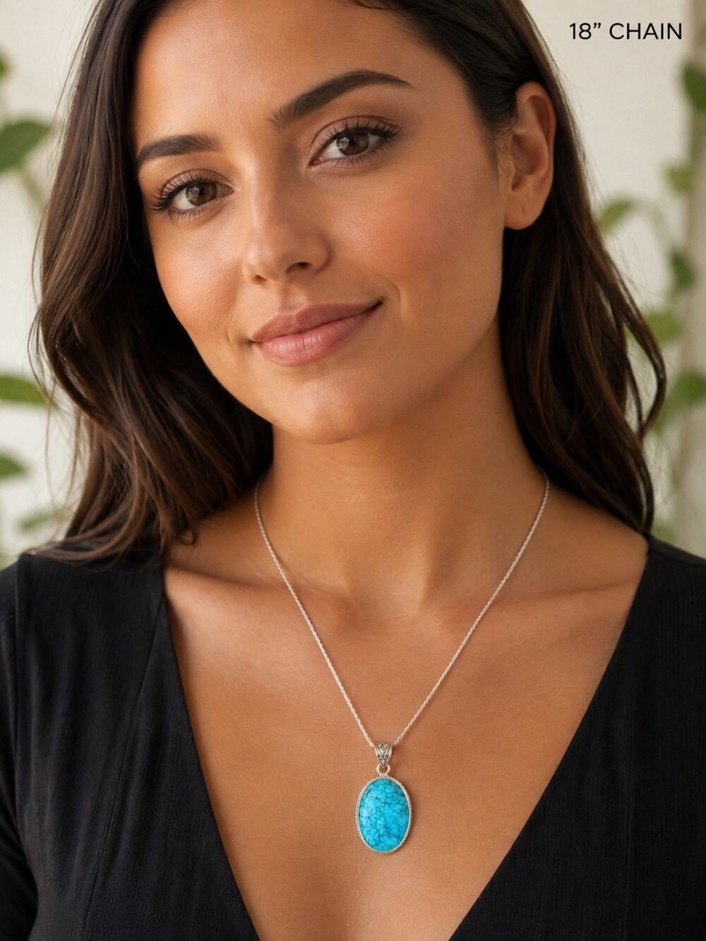 925 Handmade Turquoise Pendant And Chain
